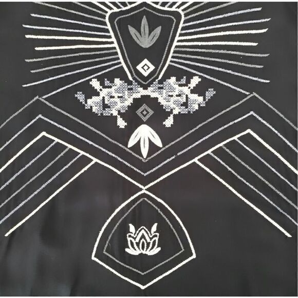 MONORENO V NECK BOHO EMBROIDERED DRESS SHADES OF GRAY SZ M - Picture 4 of 10